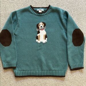 Janie and Jack Beagle Dog Pattern Teal Sweater